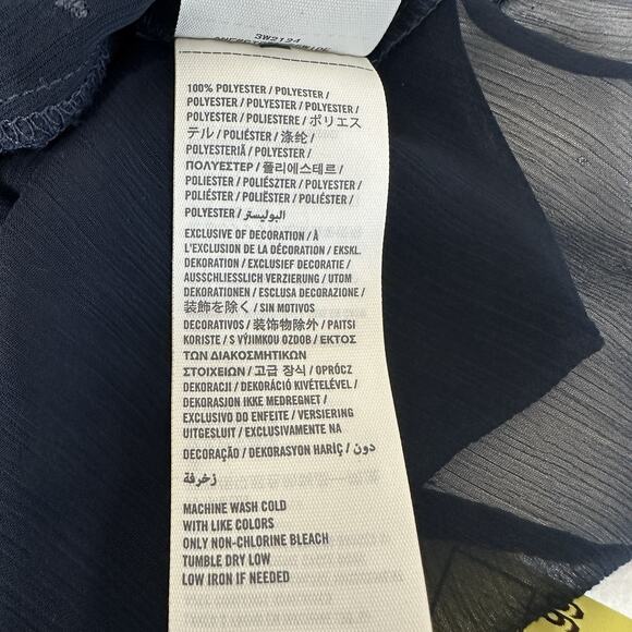 Hollister Y2K Top Womens Small Navy Blue Sheer Sleeveless Embroidered Boho 2010s - Picture 10 of 12